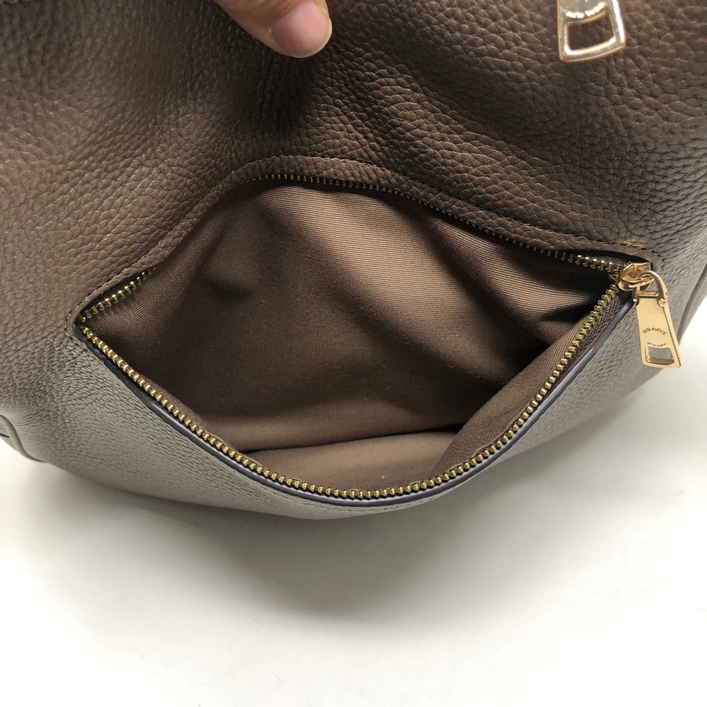 Coach Ellie File Crossbody Bag Medium Brown Pebbled Leather Gold Hardware - Picture 12 of 13